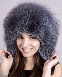 Hõberebase karusnahast rikkalik müts-kapuuts, uus